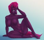  2020 absurd_res anthro areola breasts broken_horn equid equine eye_scar friendship_is_magic genitals gradient_background hi_res hooves horn looking_at_viewer mammal my_little_pony my_little_pony:_the_movie_(2017) nipples nude pussy scar simple_background tempest_shadow_(mlp) thecatnamedfish unicorn 