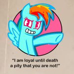 claribell3 crossover evil_grin evil_smile failure game_over grin looking_at_viewer multicolored_hair my_little_pony pac-man_eyes pegasus pointing pointing_at_viewer pony quote rainbow_dash rainbow_hair recolor recolored smile technicolor 