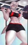  abs absol absurd_res anthro breasts exercise female hi_res muscular muscular_female nintendo pok&eacute;mon pok&eacute;mon_(species) red_eyes skylosminkan solo video_games weightlifting workout 