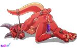  absurd_res after_rape after_sex anthro bashbl-ux bodily_fluids bound brookin cum cum_drip cum_in_ass cum_inside cum_on_face dripping forced gag gagged genital_fluids hi_res kobold male muzzle_(object) muzzled solo submissive submissive_male 