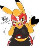  &lt;3_tail 2020 anthro big_breasts breasts cleft_tail clothed clothing colored cosplay_pikachu_(character) cosplay_pikachu_(costume) dialogue dipstick_ears dipstick_tail english_text female hi_res joaoppereiraus kanna_(joaoppereiraus) looking_at_viewer midriff multicolored_ears multicolored_tail nintendo open_mouth pikachu pikachu_libre pok&eacute;mon pok&eacute;mon_(species) short_stack simple_background solo text thick_thighs video_games white_background wide_hips 