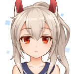  1girl ayanami_(azur_lane) azur_lane bangs blush brown_eyes eyebrows_visible_through_hair headgear long_hair looking_at_viewer parted_lips ponytail portrait sailor_collar silver_hair solo ug_(nekonekodou) 