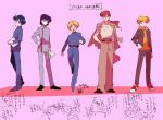  5boys :p aino_minako bandaid bandaid_on_nose bangs bishoujo_senshi_sailor_moon black_hair blonde_hair blue_eyes blue_hair book expressionless full_body genderswap glasses hand_on_hip highres hino_rei holding holding_book hood hoodie kino_makoto looking_at_viewer lunchbox male_focus mizuno_ami multiple_boys murimajimuri on_shoulders one_eye_closed open_mouth ponytail school_uniform smile talisman tongue tongue_out tsukino_usagi 