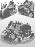  2020 absurd_res animate_inanimate anthro anthro_to_inanimate big_breasts big_butt blush breast_expansion breasts butt clothing female hair handles helixjack hi_res huge_breasts huge_butt inanimate_transformation inflatable lagomorph legwear leporid living_inflatable mammal monochrome nipples open_mouth rabbit sequence simple_background solo stockings surprise transformation water 