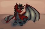  darkvulpes dragon dragon_pony equid equine fan_character feral hi_res horn horse lying male mammal my_little_pony paws pony simple_background smile solo solo_focus wings 