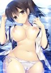  breasts cameltoe kaga_(kancolle) kantai_collection motomiya_mitsuki nipples no_bra open_shirt pantsu possible_duplicate string_panties 
