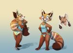  &lt;3 &lt;3_eyes 2020 ailurid anthro barefoot brown_body brown_fur butt canid canine cheek_tuft clothing duo facial_tuft female fur gesture gradient_background head_tuft hi_res mammal maned_wolf open_mouth open_smile panties red_panda shirt simple_background smile standing tank_top thumbs_up tongue tongue_out topwear tuft underwear vulpesvant vulpesvant_(character) 