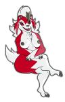  2020 anthro black_claws black_nipples breasts claws eyelashes female fur hair hi_res looking_at_viewer lycanroc mayorofmidport midnight_lycanroc nintendo nipples open_mouth pok&eacute;mon pok&eacute;mon_(species) red_body red_eyes red_fur sharp_teeth simple_background sitting smile solo teeth thick_thighs toe_claws video_games white_background white_body white_fur white_hair white_inner_ear 