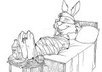  anthro disney feet jinkslizard lagomorph leporid male mammal monochrome mummified rabbit salmacisreptile skippy solo tickling 