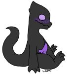  1:1 anthro black_body black_scales blush claws dragon erection genitals head_spikes lizard long_tail male nude penis purple_blush purple_eyes purple_penis reptile scales scalie shy simple_background sitting solo spikes 