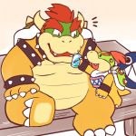  1:1 2020 anthro belly bowser bowser_jr. group hi_res humanoid_hands kemono koopa lates male mario_bros nintendo overweight overweight_male scalie sitting video_games 
