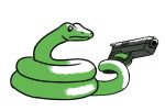  2019 ambiguous_gender feral green_body gun handgun hi_res holding_gun holding_object holding_weapon ranged_weapon reptile scalie simple_background snake solo theblueberrycarrots weapon white_background 