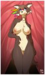  2020 3:5 anthro beastars breasts brown_body brown_fur canid canine canis feathers female fur genitals hi_res juno_(beastars) mammal marblesoda nipples nude pussy solo wolf 