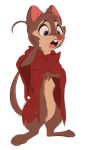  2020 anthro barefoot blue_eyes bottomless brown_body brown_fur buckteeth clothed clothing don_bluth featureless_crotch female fur head_tuft hi_res mammal mouse mrs._brisby multicolored_body multicolored_fur murid murine open_mouth rodent simple_background solo standing teeth the_secret_of_nimh tohupo tongue tuft two_tone_body two_tone_fur whiskers white_background 