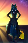  2020 4_toes 5_fingers alishka anthro canid canine clothed clothing digital_media_(artwork) digitigrade female fingers fox hi_res mammal solo standing toes yellow_eyes 