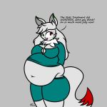  1:1 absurd_res anthro canid canine christmas english_text female fox hi_res holidays jingle_fox mammal obese obese_female overweight overweight_female solo spirit text zeldafan777 