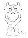  alistar_(lol) anthro bovid bovine cattle d_lol league_of_legends male mammal monochrome riot_games solo video_games 