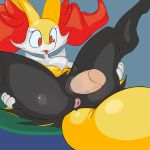  1:1 anus black_body black_fur braixen canid canine clitoris darayajonjet disembodied_penis fangs female female_focus female_penetrated fur genitals hi_res inner_ear_fluff lying male male/female mammal nintendo penetration penis pok&eacute;mon pok&eacute;mon_(species) presenting pussy red_body red_eyes red_fur solo_focus spread_legs spreading tongue tongue_out tuft vaginal vaginal_penetration video_games white_body white_fur yellow_body yellow_fur 