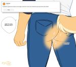  after_sex anthro ask_blog bodily_fluids bottomwear canid canine canis check_translation clothed clothing cum cum_in_ass cum_inside domestic_dog genital_fluids hi_res jeans male mammal pants solo text translation_request x-ray yuguni yuguni_(character) 