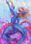  2020 ambiguous_gender anthro aquatic_dragon blue_body blue_eyes breasts butt changeling_tale disembodied_hand dragon duo female girlsay grace_(changeling_tale) hair hi_res horn marine membrane_(anatomy) nipples smile underwater water webbed_hands 