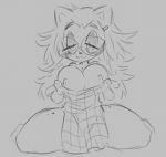  2020 accessory animal_crossing anthro apron apron_only areola big_breasts biped blush breasts clothed clothing clothing_aside eulipotyphlan eyewear female freckles glasses hair hair_accessory half-closed_eyes hedgehog inverted_nipples jinx_doodle long_hair looking_at_viewer low_res mammal messy_hair monochrome mostly_nude narrowed_eyes nintendo nipples presenting presenting_breasts sable_able seductive simple_background sketch smile solo thick_thighs tired video_games wide_hips 