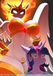  angry anthro anthrofied big_breasts bra breasts camel_toe chrysalisdraws cleavage clothed clothing daybreaker_(mlp) duo equid equine female fire flaming_hair friendship_is_magic hand_on_hip hi_res horn larger_female low-angle_view mammal my_little_pony panties pseudo_hair size_difference smaller_female twilight_sparkle_(mlp) underwear unicorn wide_hips winged_unicorn wings 