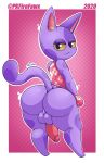  absurd_res animal_crossing anthro balls big_butt bob_(animal_crossing) bottomless butt clothed clothing domestic_cat felid feline felis genitals girly hi_res humanoid_genitalia humanoid_penis looking_at_viewer looking_back male mammal nintendo penis pkfirefawx topwear video_games 