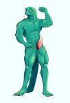  abs absurd_res animal_genitalia animal_penis anthro arm_flex barefoot beastars biceps big_muscles biped claws cloaca clothed clothing erection feet flexing front_view genitals gosha_(beastars) hi_res humanoid komodo_dragon lizard male matidramon monitor_lizard muscular muscular_male pecs penis reptile scalie simple_background solo standing topless white_background 