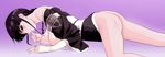  artist_request ass black_eyes bleach blush braid breasts flat_ass kurotsuchi_nemu large_breasts lying no_panties purple_hair single_braid solo thighs 