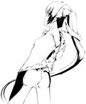  greyscale kamishiro_mana kishin_taisen_gigantic_formula long_hair monochrome ponytail solo suzuki_kyoutarou undressing very_long_hair 