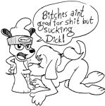  2001 anthro balls canid canine canis domestic_dog duo english_text fellatio female genitals hair male male/female mammal misogyny oral parappa_the_rapper penile penis ponytail profanity sex shmorky sony_corporation sony_interactive_entertainment speech_bubble text toque video_games 