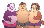  2020 anthro belly bulge canid canine clothing giant_panda group hug male male/male mammal moobs navel overweight overweight_male shyybuchi simple_background underwear ursid white_background 