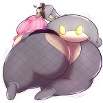  1:1 2020 alpha_channel alternate_color anthro big_breasts big_butt breasts brown_hair butt butt_focus clothed clothing eyewear fan_character female fishnet fishnet_legwear glasses goodra grey_body gynomorph_(lore) hair hi_res huge_breasts huge_butt hyper hyper_butt legwear lightningfire12 looking_at_viewer looking_back motion_lines multicolored_body nintendo overweight pok&eacute;mon pok&eacute;mon_(species) purple_eyes rear_view rockall scarf simple_background solo sweater tan_body thick_thighs tight_clothing topwear transparent_background two_tone_body video_games 