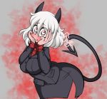  &lt;3 &lt;3_eyes angelface big_breasts blush bottomwear breasts clothed clothing demon demon_humanoid female hair helltaker hi_res humanoid modeus_(helltaker) not_furry skirt solo white_hair wide_hips 