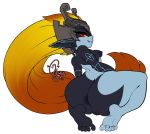  angelface anus breasts female genitals hair humanoid kneeling long_hair looking_back midna nintendo nipples not_furry nude pussy short_stack simple_background solo the_legend_of_zelda thick_thighs twili twilight_princess video_games white_background wide_hips 