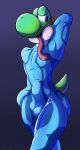  absurd_res anthro bulge clothing dinosaur genitals hi_res male mario_bros mazilion metroid nintendo penis reptile rubber rubber_suit scalie solo super_smash_bros. video_games yoshi zero_suit 