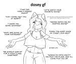  anthro breasts cleavage clothed clothing dosey_doe english_text equid equine female horse mammal meme monochrome pony sarcolopter simple_background solo text 
