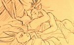  2020 ah_yes._me._my_girlfriend. annoyed anthro antlers beastars bed bed_sheet bedding bodily_fluids canid canine canis cervid embrace female fur furniture group haru_(beastars) horn implied_nudity kissing lagomorph legoshi_(beastars) leporid louis_(beastars) male male/male mammal pillow rabbit sweat traditional_media_(artwork) wolf wuffinarts 
