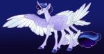  2020 blue_hair digital_media_(artwork) equid equine feathers feral hair hooves horn male mammal purple_body purple_feathers simple_background solo turnipberry unicorn winged_unicorn wings 