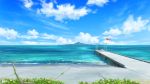  cloud day distant highres island no_humans ocean original outdoors pei_(sumurai) pier scenery sky water windsock 