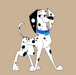  101_dalmatian_street 101_dalmatians 2020 big_chest canid canine canis collar dalmatian delilah_(101_dalmatians) disney domestic_dog female feral fur hi_res lonbluewolf mammal narrowed_eyes smile smirk solo spots spotted_body spotted_fur 