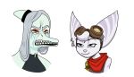  bared_teeth big_ears dinosaur duo eyewear fang_(gvh) female frown goggles goggles_on_head goodbye_volcano_high half-closed_eyes hi_res lombax mammal meme narrowed_eyes pterosaur ratchet_and_clank reptile rift_apart_lombax scalie smile teeth unknown_artist video_games 