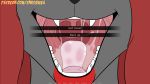  ambiguous_gender anthro bodily_fluids canid canine canis close-up drooling english_text enroshiva fangs game_(disambiguation) hi_res mammal open_mouth saliva teeth text video_games visual_novel vore wolf 