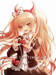  1girl criis-chan danganronpa happy headgear heart heart_hands jacket long_hair pink_hair pinky_out tumblr_username twintails utsugi_kotoko very_long_hair zettai_zetsubou_shoujo 