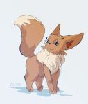  2020 ambiguous_gender black_nose brown_body brown_eyes brown_fur dated dipstick_tail discocci eevee feral fur multicolored_tail nintendo paws pok&eacute;mon pok&eacute;mon_(species) quadruped simple_background solo tan_body tan_fur video_games white_background 