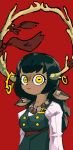  absurd_res anthro antlers colored digital_media_(artwork) ear_piercing female hi_res horizontal_pupils horn inner_ear_fluff looking_at_viewer page_(artist) piercing solo tuft 