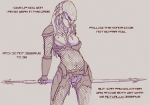  armor breasts claws damaged_clothing dialogue english_text falcrus fangs female genitals hair holding_object holding_weapon humanoid melee_weapon muscular muscular_female nipples not_furry open_mouth polearm predator_(franchise) pussy simple_background solo spear standing text weapon yautja 