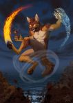  2020 4_toes 5_fingers anthro brown_body brown_fur canid canine canis detailed_background digital_media_(artwork) digitigrade fingers fur hi_res kero_tzuki male mammal night outside sky solo star starry_sky toes wolf 