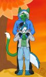  anthro canid canine canis duo felid gideon_(skitch) hi_res hug male male/male mammal perry_(skitch) romantic_ambiance romantic_couple sarkery_drawings size_difference wolf 