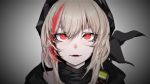  1girl alma01 bandana blonde_hair commentary_request face fangs girls_frontline headgear highlights looking_at_viewer m4_sopmod_ii_(girls_frontline) multicolored_hair open_mouth painttool_sai_(medium) red_eyes red_hair solo streaked_hair walkie-talkie 